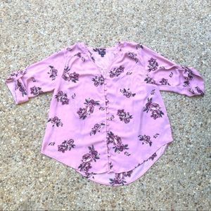 Torrid Floral Chiffon Button Down Roll Tab Top Size 1X 1